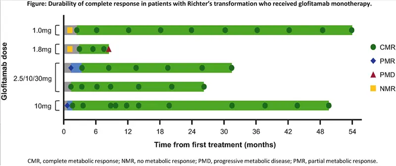 Durability of complete response in patients with Richter's transformation who received glofitamab monotherapy
